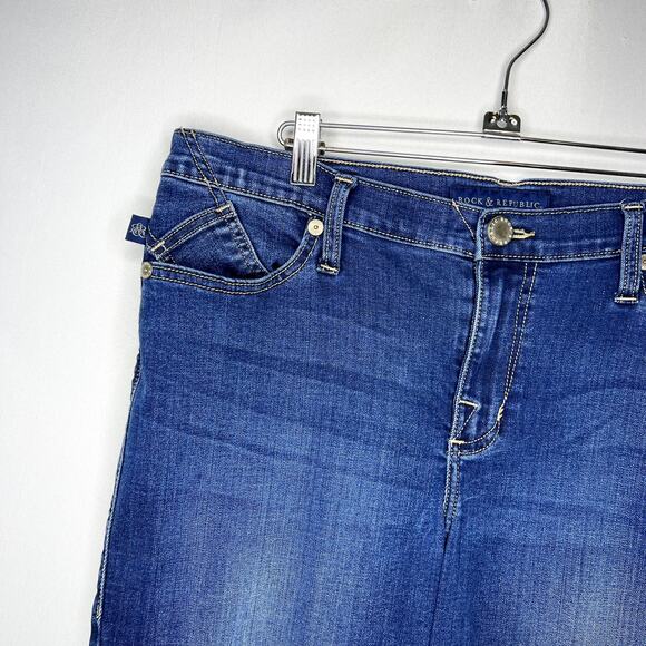 Rock & Republic Womens Berlin Dark Wash Mid Rise Skinny Jeans Plus Size 16 - Picture 4 of 15